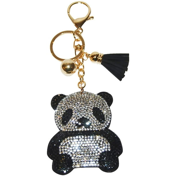 Cute Panda Bear Rhinestone Bling Key Chain Fob Phone Purse Charm